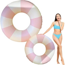 Adult Swimming Ring, Retro Style Air Mattress, Swimming Hoop, Inflatable, Inflatable Swimming Pool Float, for Summer Pool Party (Pink, 120)