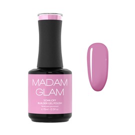 Madam Glam - Hema-Free Soak-Off Builder Gel - Baby Pink - UV and LED Lamp 0.5 fl oz / 15 ml - Increases Nail Flexibility, Prevents Nail Breaking - Super Long Lasting