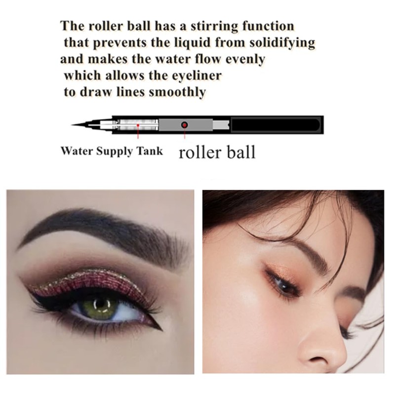 Liquid Eyeliner Long-Lasting Waterproof Highly Pigmented Liner with Precise Tip
