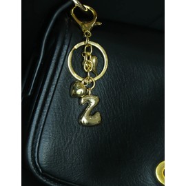 UniCrena Gold Initial Letter Keychain for Women - Cute Bubble Heart Bag Charms Purse Handbag Accessories, Gifts for Her Mom Girlfriend - Z