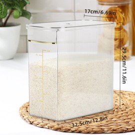 TBMAXS Rice Storage Container 15-20 Lbs, Tall & Narrow Food Storage Container with Measuring Scoop for Dry Goods Rice Flour Pet Food Bath Salt Storage, Clear Plastic Bin with Lid for Pantry Storage
