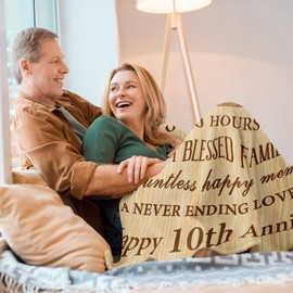 Neuturs 10th Anniversary Tin Gifts Blanket, 10 Year Anniversary Wedding Gifts for Him Her Couples,10th Anniversary Wedding Gifts, Gifts for 10th Anniversary,10 Year Anniversary Decorations Blanket 60"X 50"