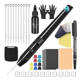 BAMTTOO Hank Poke Tattoo Kit Beginner Hand Home Tattoo Supply Kits Ink Needles Practice Skin Complete Set Stick DIY Tattoo Poke Pen Set Tattoo Supply