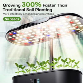 Ahopegarden Hydroponics Growing System kit: 12 Pod Indoor Herb Garden with Smart Environmental Detection，LED Grow Light，LCD Display，Hydroponic Planter for Vegetables，Herb，Lettuce，Home Gardening