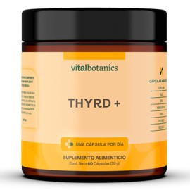 THYRD + con Magnesio, Potasio, Selenio, Yodo, Zinc, Ajo y Cúrcuma. Con 60 capsulas de 500mg (2 meses). VitalBotanics. Suplemento Multivitamínico para Hombre y Mujer. Libre de Gluten y Aditivos.