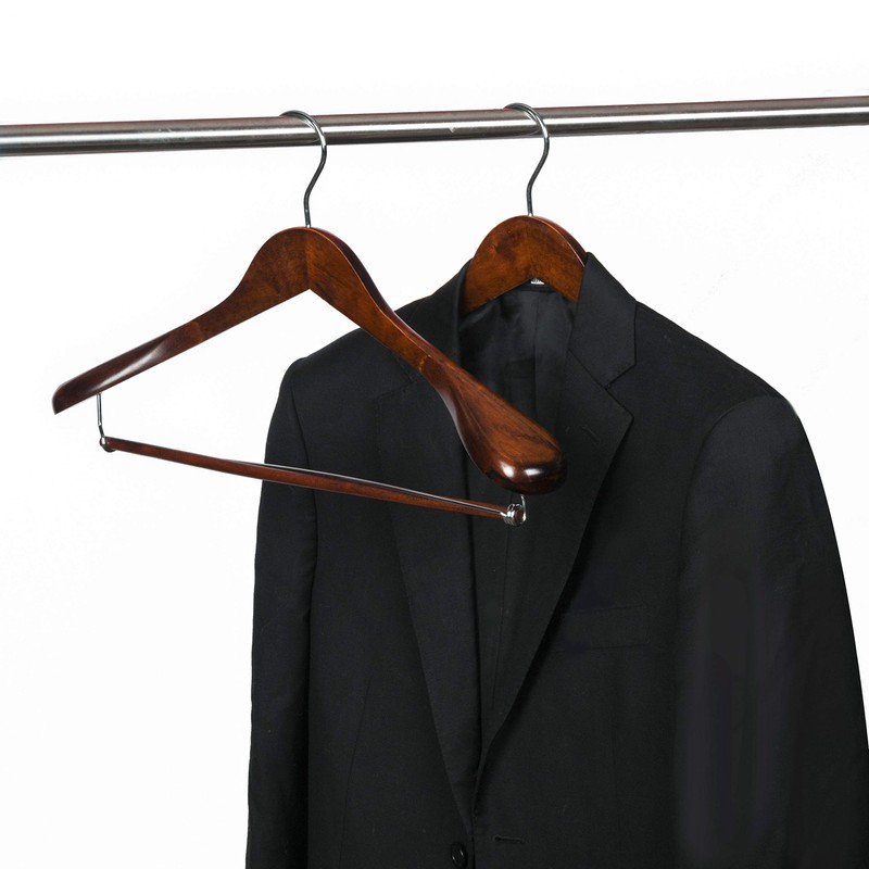Luxury Wide Shoulder Wooden Hangers 2 Pack, with Locking Bar,
