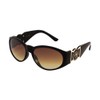 Kleo Oval Gold Lion Head Medallion Sunglasses (Black, Brown)