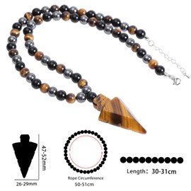 mookaitedecor Tiger’s Eye Healing Crystal Arrowhead Pendant Necklace for Men, Spear Arrow Head Pendant Crystal Bead Necklace Jewellery Gift for Men Reiki Chakra Amulet Spiritual Protection Necklace