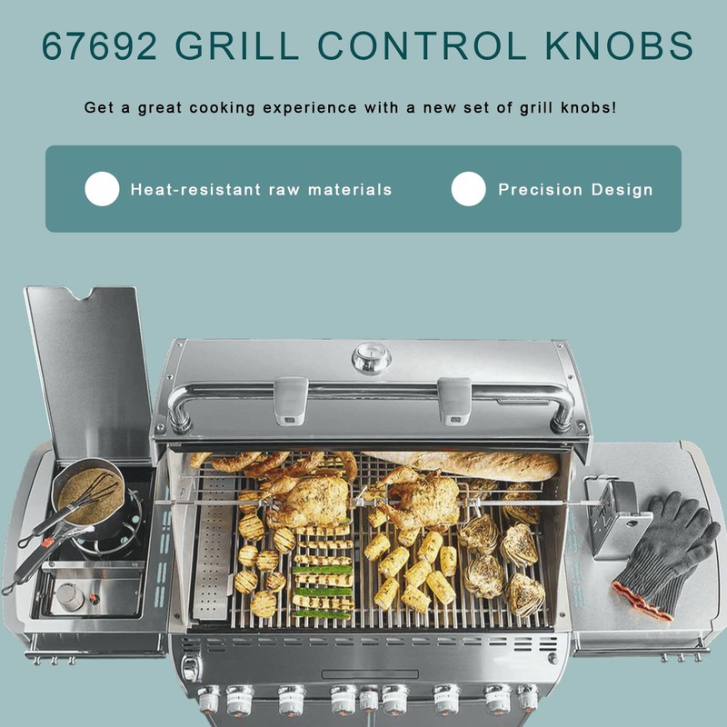 67692 Grill Control Knobs Kit,Compatible with Weber Summit 660/670 Grill