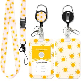 FYSUIMU Boho Sun ID Badge Holder with Retractable Reel Clip Cute Sunshine Card Name Tag Breakaway Lanyard for Back to School Women Nurse Doctor Teacher Student Office Accessories