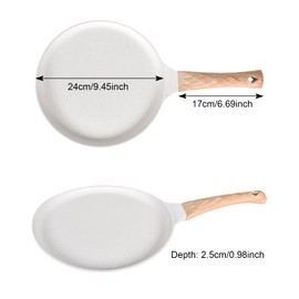 Crepe Pan, Non-Stick Pancake Pan with Dough Distributor, Bakelite Handle, Flat Pan for Crepes, Omelettes, Pancakes, Compatible with Cookers and Induction Cookers, PFOA-Free (White (24 cm)