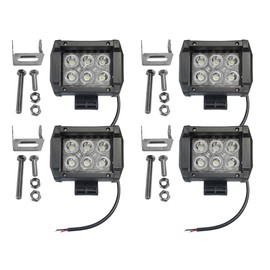 ikaufen 4 Inch LED Pod Lights (4Pcs),18W 1800LM LED Square Driving Lights, Waterproof Work Light Bar, Fog Lights, Universal Vehicle Lighting Blubs