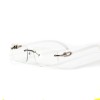 Unbranded White Wood Grain Rimless Clear Lens Rectangular Silver Frame