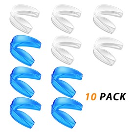 Coolrunner Mouth Guard Sports, 10 Pack Athletic Mouth Guards, Professional Moldable Youth Mouthguard for Maximum Protection, Customizable for Comfort(12 Years or Older) (Transparent+Blue)