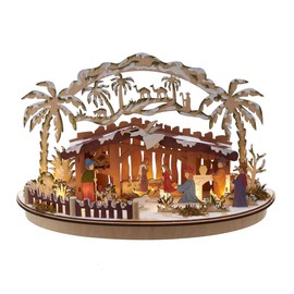 By Kurt Adler 11" Battery-Operated LED Wooden Nativity Scene