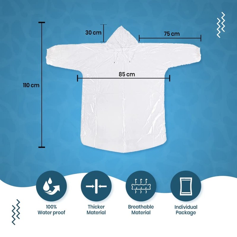 Ember Rock Disposable Rain Poncho - 12 Pack Waterproof Emergency