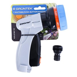 GRÜNTEK Garden Hose Nozzle, Water Spray Gun: 7 Spray Nozzle for Car washing and cleaning or Watering Flowers Lawn and Garden