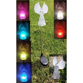 RELIGHTABLE Solar Powered Garden Stake LED Light, Set of 2 (Fiber Angel)
