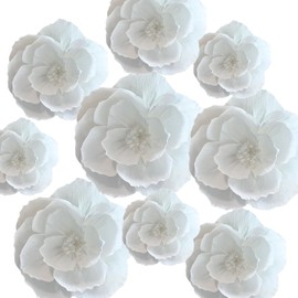 BRT Bearingshui BRT Bearingshui Crepe Paper Flowers Decoration for Wall Total 9 Pcs, Artificial Flowers for Wedding Decor,Flower Backdrop Decor, Baby Bridal Shower Birthday Party, White 3D Wall Flowers Decor