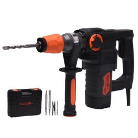 HARDEN 1100W Rotary Hammer Drill 110V - SDS Plus Chuck, 2 Drills & 2 Chisels, FCC Approved - Max Drilling Capacity: Wood 40mm, Concrete 28mm, Steel 13mm