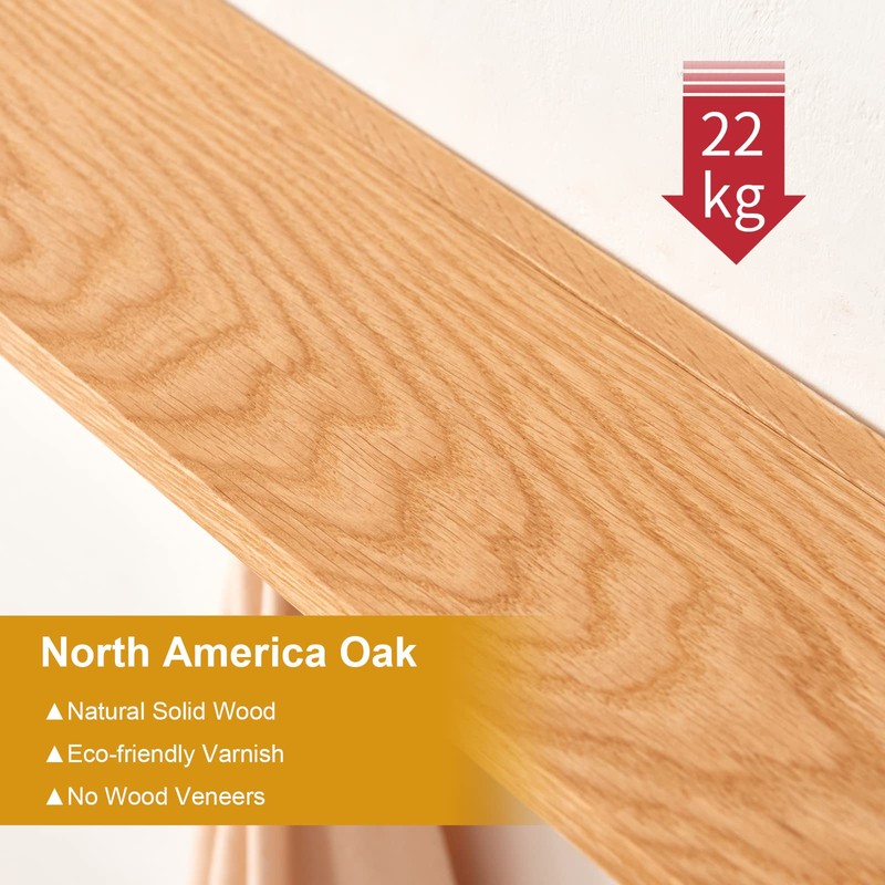 TRWISWDC Coat Rack Shelf Wall Mounted Oak Wood Entryway Shelf