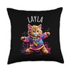 Layla Colorful Dancing Cat Design for Girls Name Layla Throw