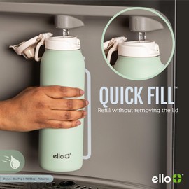 Ello Pop & Fill 40oz Stainless Steel Water Bottle with Quick Fill Technology, Double Walled and Vacuum Insulated Metal, Leak Proof Locking Lid, Sip and Chug, Reusable, BPA Free, Cherry Breeze