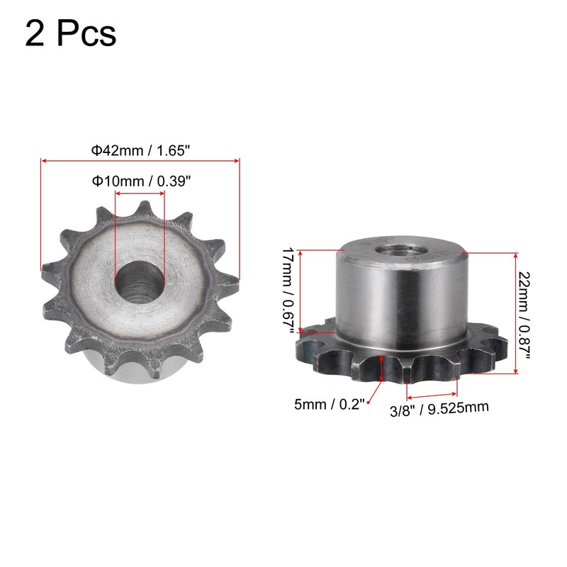 sourcing map Chain Roll Gear 10 mm Bore 3/8 Inch