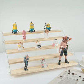 PACKGILO 5 Tier Acrylic Display Stand for Figures, Wooden Risers, Craft Fair, Acrylic Cupcake Stand, Dessert Table Top, Jewelry Displays, Craft Shows, Cologne, Perfume Shelf