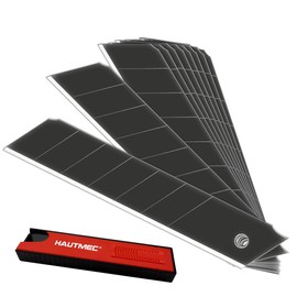 HAUTMEC Professional Retractable Snap Off Utility Knife Replacement Black Blades 25mm (PACK of 10), SK2H Material Heavy Duty Refill Box Cutter Blades,Rust Proof, for Box, Carpet, Rope HT0082-BL