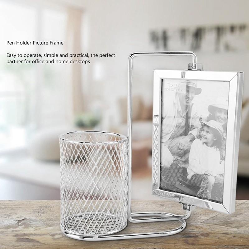 Pen Holder Picture Frame Stainless Steel Large Capacity Multi Purpose