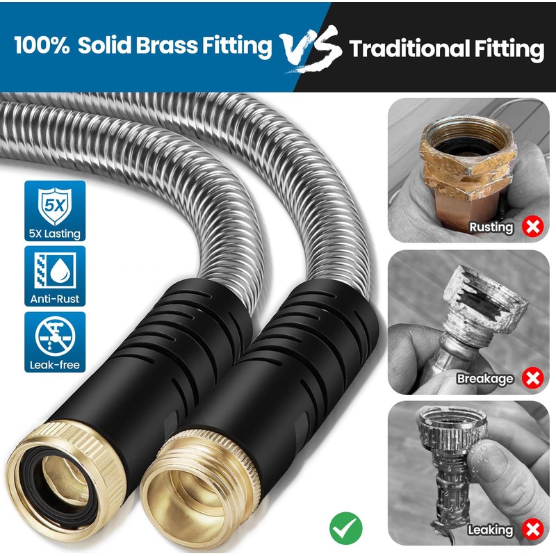 Garden Hose 50FT, Water Hose with 10 Function Nozzle, Garden