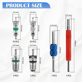 YGDMD 102PCS AC Valve Core Kit,Double Head AC Valve Core Removal Tool with 100PCS ACS Valves Cores,R134A & R12 A/C Valves Cores Kit ACS Tools for Automotive Air Conditioning System Repair