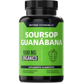 Beyond Vitamins | Soursop Guanábana 1000mg | Extracto 100% Orgánico | Alta Concentración 10:1 | Fórmula Precisa - Origen Claro | Cápsulas vegetales VCaps (180 Caps)