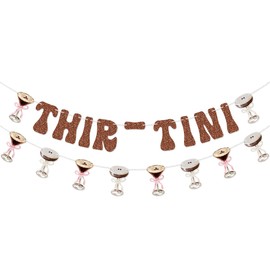 Thir-Tini Banner Garland for Espresso Martini 30th Birthday Party Decorations