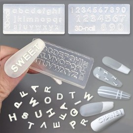 MOLILON Number Letters Molds for Nails, A-Z Letter&1-10 Number Resin Molds 3D 26 Alphabet Nail Molds Nail Decor Carving Moulds Nail Stencils Tool for Handmade Craft DIY Nail Art Accessories