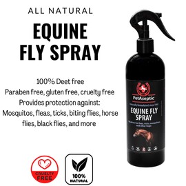 PetAseptic Fly and Bug Repellent Spray for Horses | DEET Free | Repels Mosquitos, Fleas, Ticks, Deer Flies, Horse Flies, Black Flies, Yellow Flies & More | All Natural | No Harsh Chemicals |16oz Spray