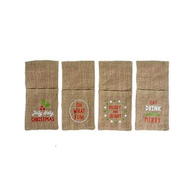 Jute Sleeve Christmas Cutlery Holder 25 x 11cm Set of 4