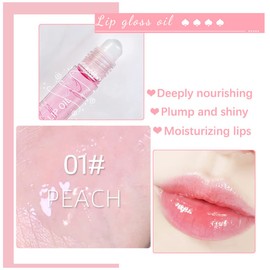 Wimode Hydrating Lip Oil Fruit Roll On Lip Grow Oil Primer Moisturizing Lip Balm Kit Clear Lip Gloss Slip Care 4 pcs