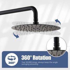 CASAINC Shower Faucets Sets Complete, 10" Round 3 Functions Rain Shower Head with Handheld Spray and Bathtub Spout Wall Mounted Shower System (Matte Black)