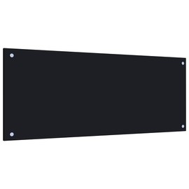 vidaXL Tempered Glass Kitchen Backsplash, Scratch-Resistant and Heat-Resistant, Easy-to-Clean, Includes Mounting Materials, Modern Black Design, 39.4"x15.7"