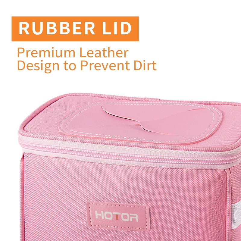 HOTOR Car Trash Can with Lid and Storage Pockets -