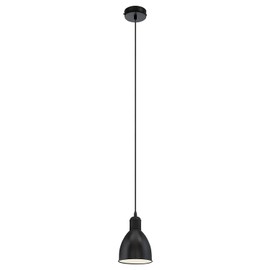 EGLO Pendellampe Priddy, 1 flammige Vintage Pendelleuchte im Industrial Design, Retro Hängelampe aus Stahl, Farbe: Schwarz, weiß, Fassung: E27