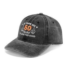 J.Ehonace 60th Birthday Baseball Cap - It Took Me 50 Years to Look This Good - Funny Embroidered Hat for Men & Women - Perfect 60th Birthday Gift Black