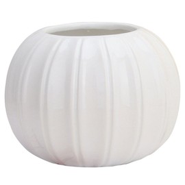 TOVINANNA Flower Arrangement Vase Elegant Ceramic Pumpkin Shape for Home Decor White