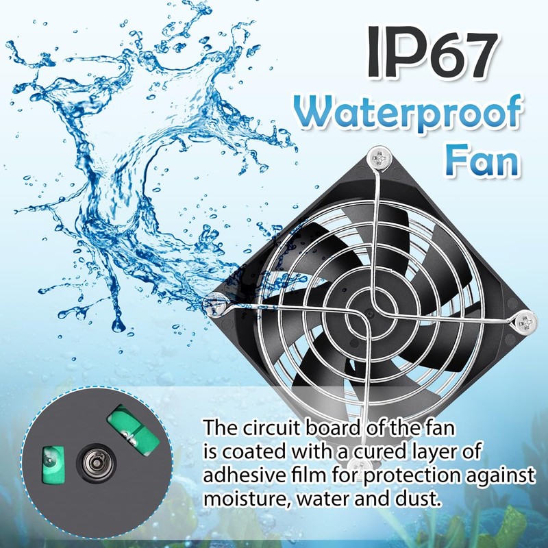 GDSTIME 80mm x 25mm 12V DC Waterproof IP67 Fan Dual