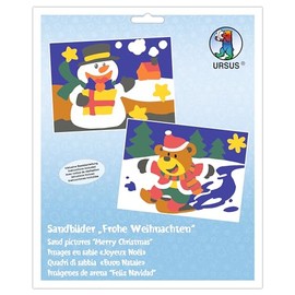 Ursus 8410009 Sand Pictures, Merry Christmas, Craft Set with 2 Pictures, Sand in 10 Different Colours, for Children from 3 Years