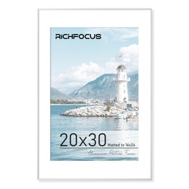 RICHFOCUS 20x30 Frame Silver|20x30 Poster Frame with Mat for 16x24|20 x 30 Metal Aluminum Picture Frame for Wall with Tempered Glass Hanging Hardwares Included, Set of 1
