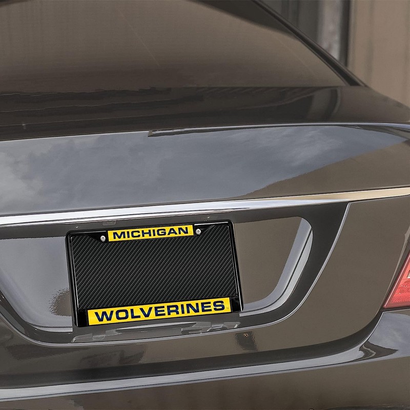 Rico Michigan Wolverines Black Metal License Plate Frame Holder