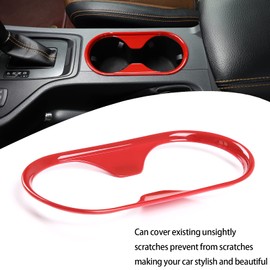 Cup Holder Cover Trim,Carbon Fiber Style Water Cup Holder Frame Trim Car Interior Accessories Replacement Fit for Ford Ranger 2015-2021, Automobile Cup Holder Panel(Sports red)